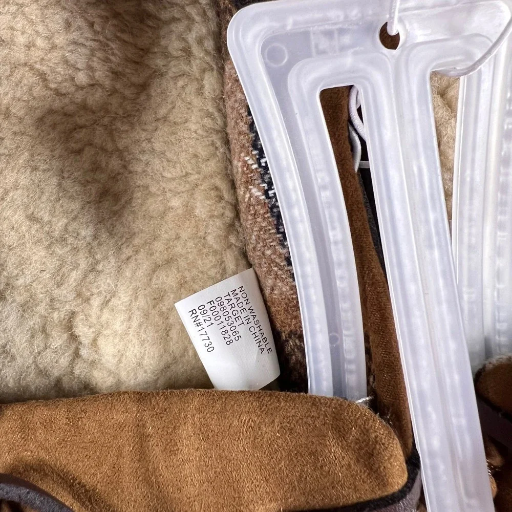 Cat &‎ Jack Kids Moccasin Slippers Brown Size 2 Sherpa Lined Cozy